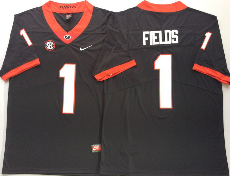 Georgia Bulldogs 1 Justin Fields Black Nike College Football Jersey