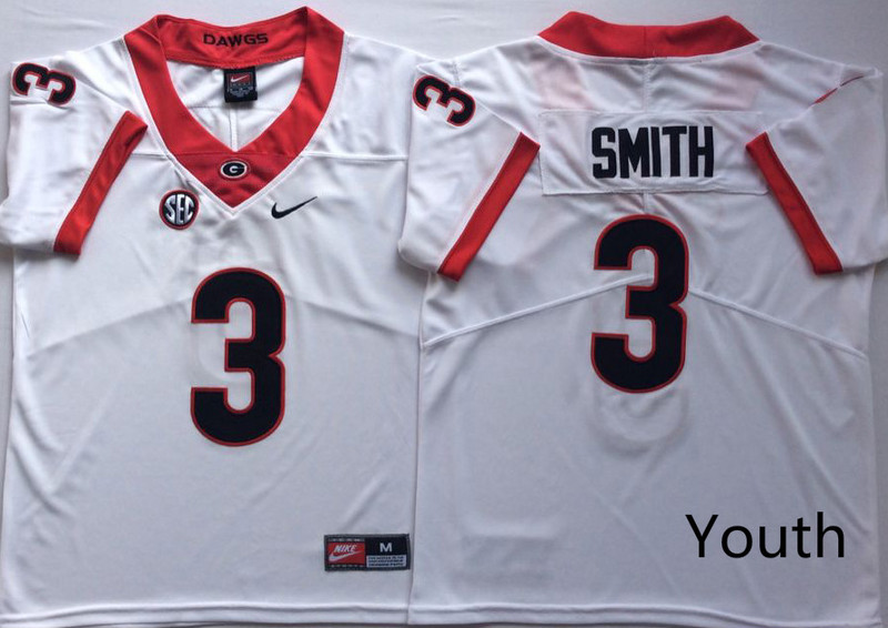 Youth Georgia Bulldogs 3 Roquan Smith White Youth Nike College Football Jersey