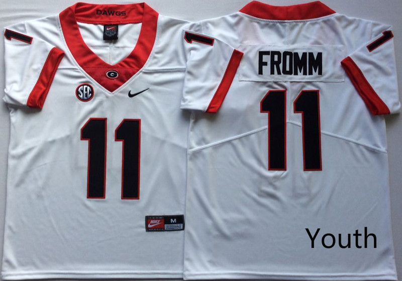 Youth Georgia Bulldogs 11 Jake Fromm White Youth Nike College Football Jersey