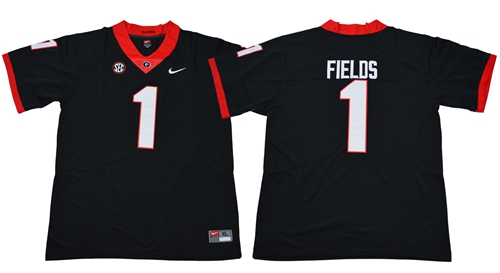 Bulldogs #1 Justin Fields Black Limited Stitched NCAA Jersey