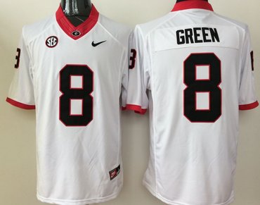 Georgia Bulldogs 8 A.J. Green White College Football Jersey