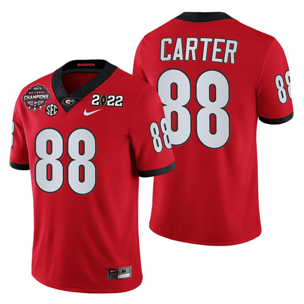 Men’s Georgia Bulldogs #88 Jalen Carter 2021 22 CFP National Champions Red College Football Stitched Jersey