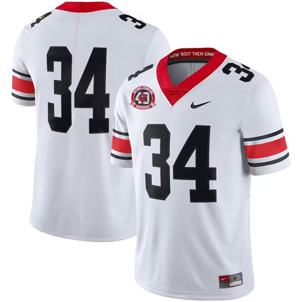 Men's Georgia Bulldogs #34 Herschel Walker White 1980 National Champions 40th Anniversary Limited Football Stitched Jersey