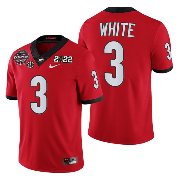 Men’s Georgia Bulldogs #3 Zamir White 2021 22 CFP National Champions Red College Football Stitched Jersey