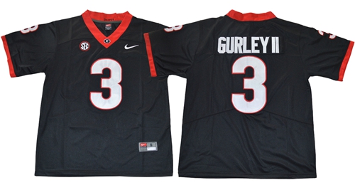 Bulldogs #3 Todd Gurley II Black Limited SEC Patch Stitched NCAA Jersey