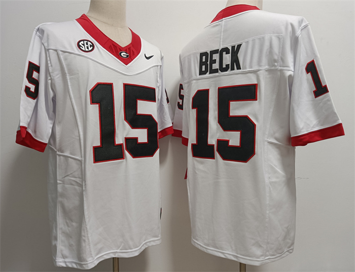 Georgia Bulldogs #15 Carson Beck White Stitched Jersey