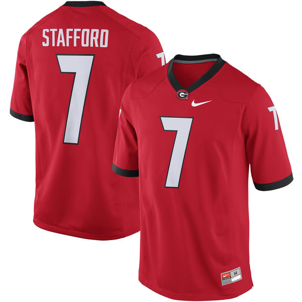 Bulldogs #7 Stafford Red Stitched NCAA Jersey