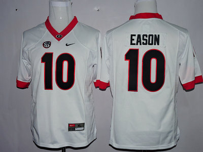 Men's Georgia Bulldogs 10 Jacob Eason White College Football Jersey