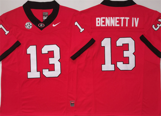 Georgia Bulldogs #13 Stetson Bennett IV Red 2024 Stitched Jersey