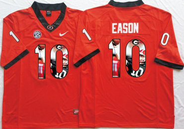 Georgia Bulldogs 10 Jacob Eason Red Portrait Number College Jersey