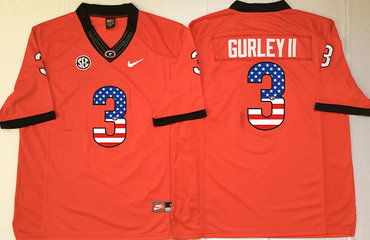 Georgia Bulldogs 3 Todd Gurley II Red USA Flag College Jersey