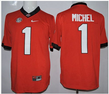 Georgia Bulldogs #1 Sony Michel Red Limited Stitched NCAA Jersey