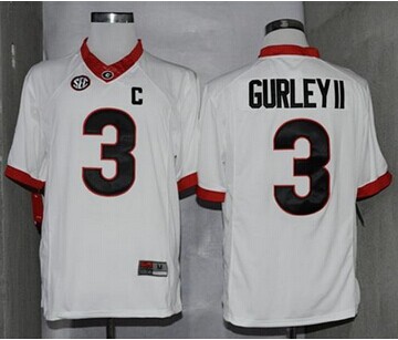 Georgia Bulldogs #3 Todd Gurley II White Limited SEC Patch Stitched NCAA Jersey