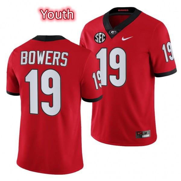 Youth Georgia Bulldogs #19 Brock Bowers Red College Football Stitched Jersey