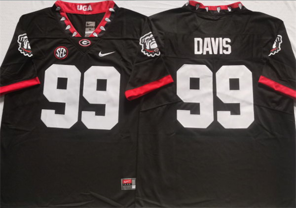 Men’s Georgia Bulldogs #99 DAVIS Black College Football Stitched Jerseys