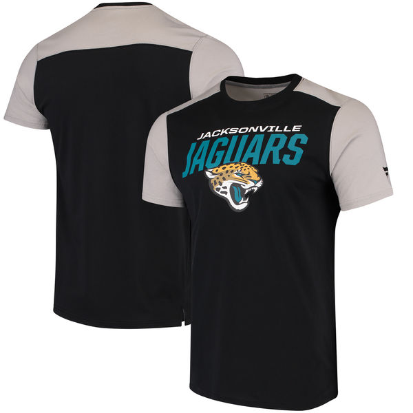 Jacksonville Jaguars NFL Pro Line By Fanatics Branded Iconic Color Blocked T-Shirt Black Gray