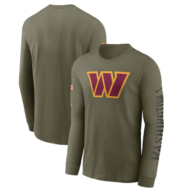 Men's Washington Commanders Olive 2022 Salute To Service Long Sleeve T-Shirt