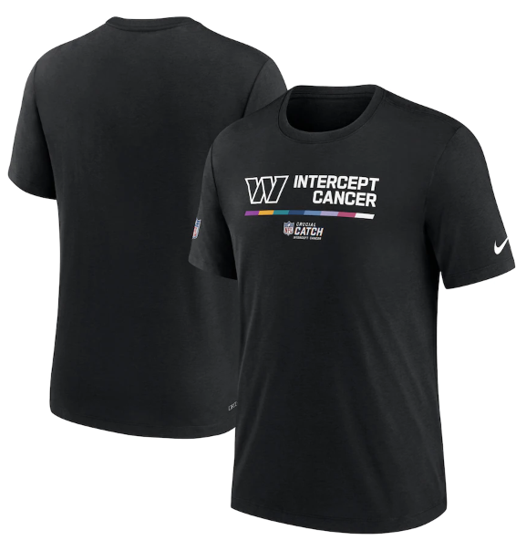 Men's Washington Commanders 2022 Black Crucial Catch Performance T-Shirt