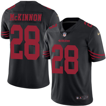 Nike 49ers #28 Jerick McKinnon Black Men's Stitched NFL Limited Rush Jersey