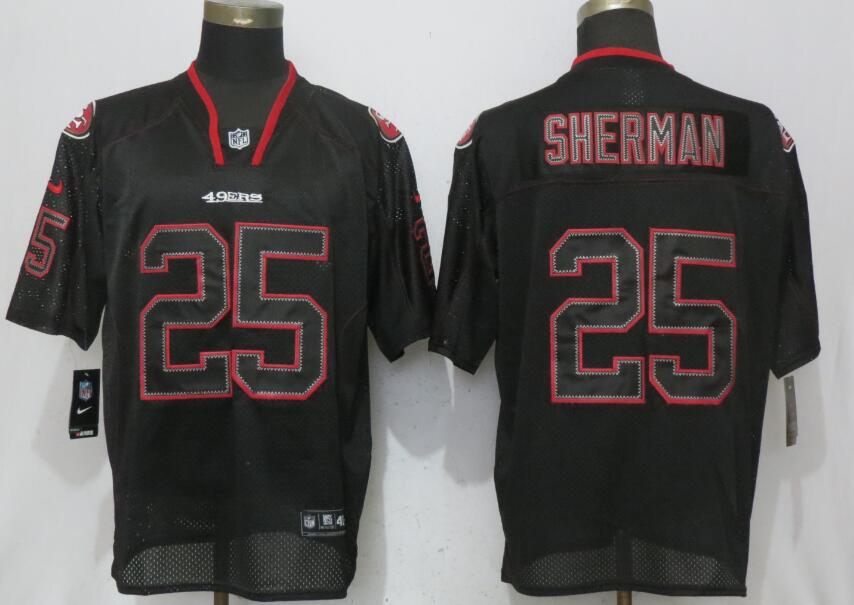 Nike 49ers 25 Richard Sherman Black Lights Out Elite Jersey