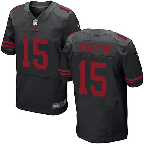 Nike 49ers #15 Pierre Garcon Black Alternate Men's Stitched NFL Elite Jersey