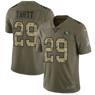 Nike 49ers #29 Jaquiski Tartt Olive Camo Men's Stitched NFL Limited 2017 Salute To Service Jersey