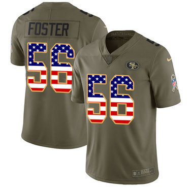 Nike 49ers #56 Reuben Foster Olive USA Flag Men's Stitched NFL Limited 2017 Salute To Service Jersey