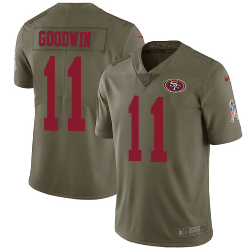 Nike 49ers 11 Marquise Goodwin Olive Salute To Service Limited Jersey