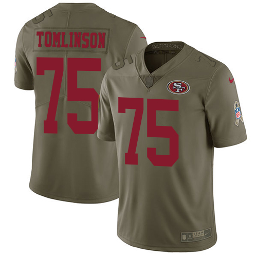 Nike 49ers 75 Laken Tomlinson Olive Salute To Service Limited Jersey