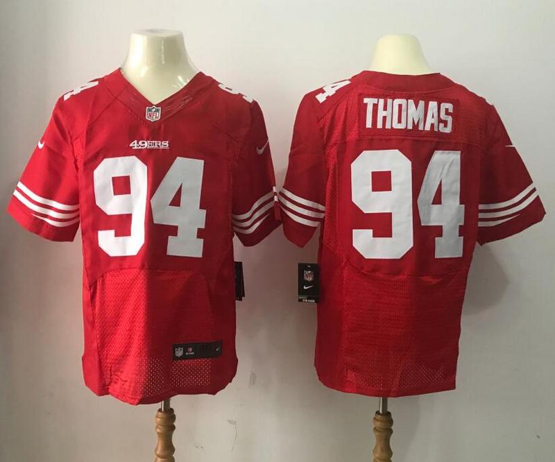 Nike 49ers 94 Solomon Thomas Red Elite Jersey