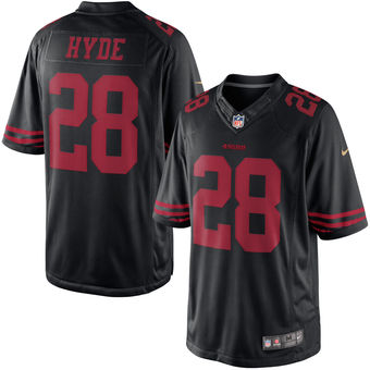 Men's San Francisco 49ers #28 Carlos Hyde Nike Black Limited Jersey