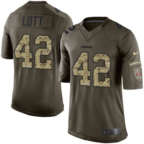 Nike 49ers #42 Ronnie Lott Green Men's Stitched NFL Limited Salute to