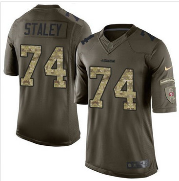 Nike San Francisco 49ers #74 Joe Staley Green Men's Stitched NFL Limited Salute to Service Jersey