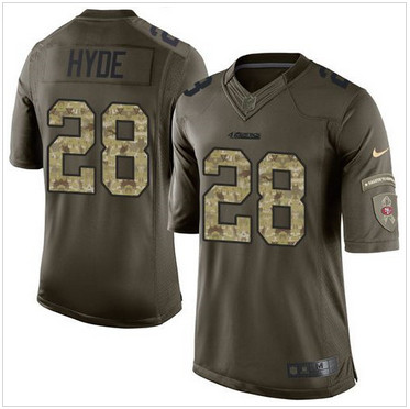 Nike San Francisco 49ers #28 Carlos Hyde Green Men's Stitched NFL Limited Salute to Service Jersey