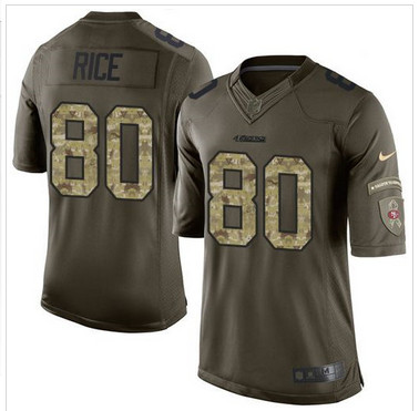 Nike San Francisco 49ers #80 Jerry Rice Green Men's Stitched NFL Limited Salute to Service Jersey