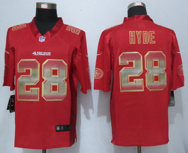 2015 New New San Francisco 49ers #28 Carlos Hyde Red Strobe Limited Jersey