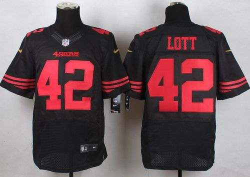 New San Francisco 49ers #42 Ronnie Lott Black Alternate Men's Stitched NFL Elite Jersey