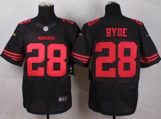 Nike San Francisco 49ers #28 Carlos Hyde Black Alternate Men's Stitched NFL Elite Jersey