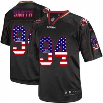 Nike San Francisco 49ers #94 Justin Smith Black NFL Elite USA Flag Fashion Jersey