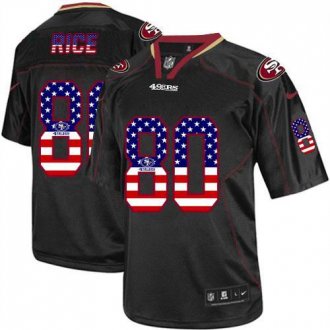 Nike San Francisco 49ers #80 Jerry Rice Black NFL Elite USA Flag Fashion Jersey