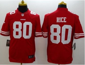 NEW San Francisco 49ers #80 Jerry Rice Red Team Color NFL Limited Jersey