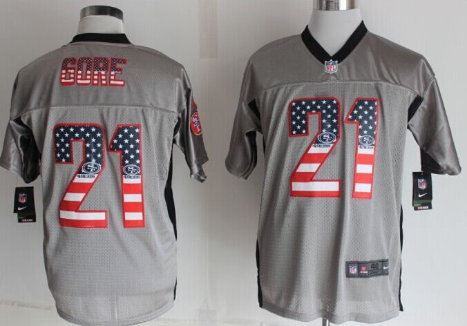 2014 New Nike San Francisco 49ers 21 Gore USA Flag Fashion Grey Shadow Elite Jerseys