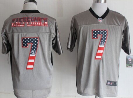 2014 New Nike San Francisco 49ers 7 Kaepernick USA Flag Fashion Grey Shadow Elite