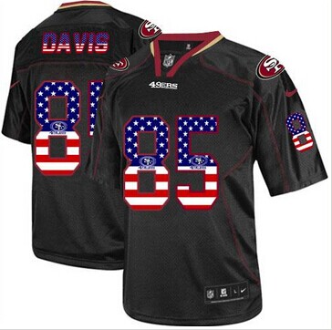 NEW San Francisco 49ers #85 Vernon Davis Black NFL Elite USA Flag Fashion Jersey