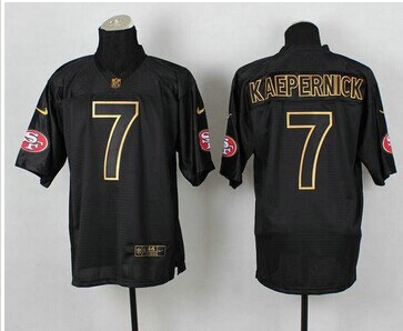 San Francisco 49ers #7 Colin Kaepernick Black Gold No. Fashion NFL Elite Jersey