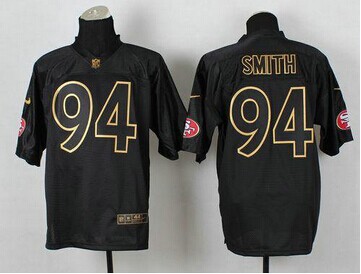 San Francisco 49ers #94 Justin Smith Black Gold No. Fashion NFL Elite Jersey