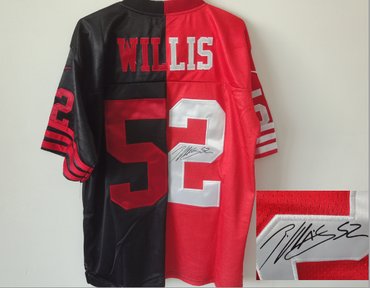 NEW San Francisco 49ers 52 Patrick Willis Black-Red NFL Jerseys (Split Signed Elite)