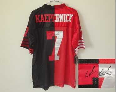 NEW NFL San Francisco 49ers 7 Colin Kaepernick red-black jerseys(Elite Signed split)