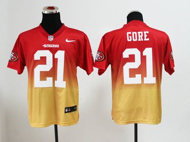 NEW San Francisco 49ers 21# Frank Gore Red-Yellow Drift Fashion II Elite NFL Jerseys