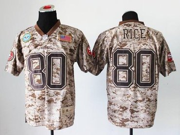 NEW San Francisco 49ers #80 Jerry Rice Camo NFL Elite USMC Jersey(USA)